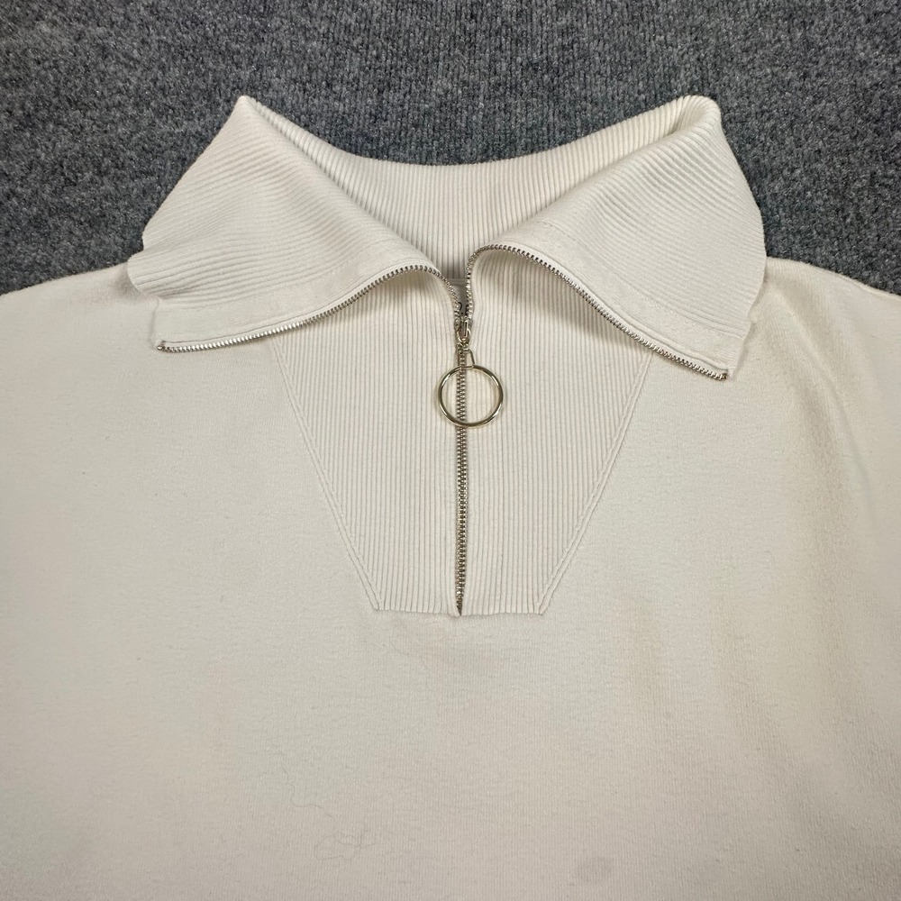 Joseph Ribkoff Jacquard Zipped Collar‎ Sweater Vanilla Women's Large - Picture 4 of 8